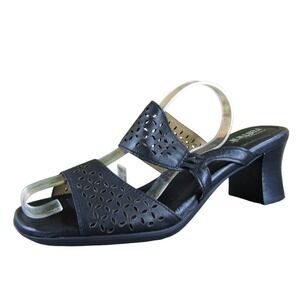 Umberto Raffini Women Perf Slide Black Leather Sz 39 Medium Gently Used 2025